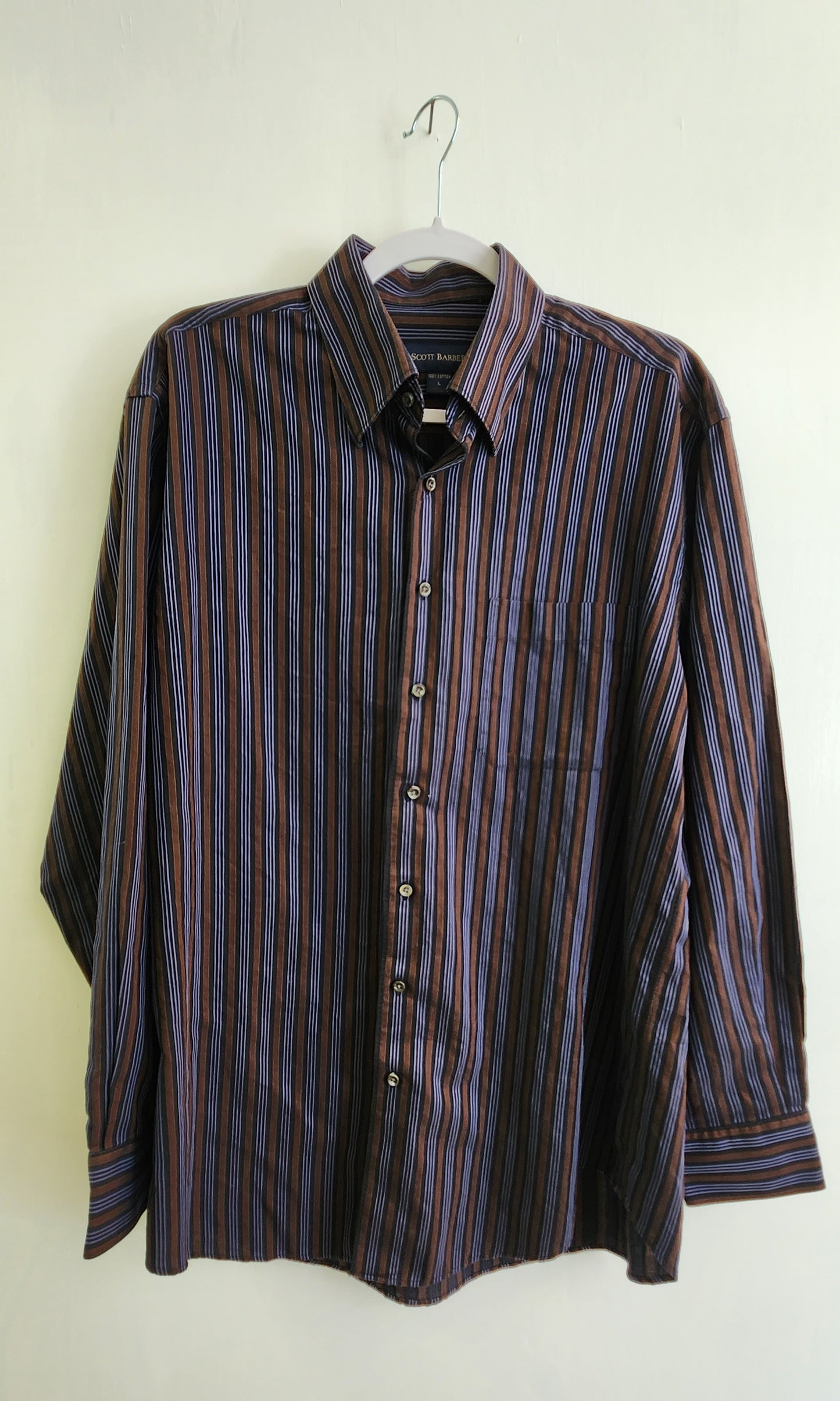 Scott Barber Brown Lining Full Sleeve Men's Shirt