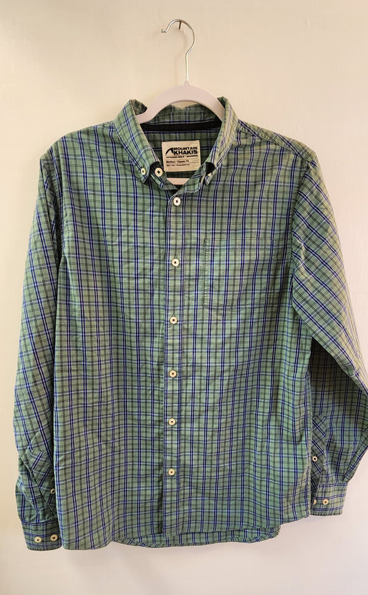 Mountain Khakis Blue & Green Checks Men's Relaxed Fit Full Sleeve Shirt - M