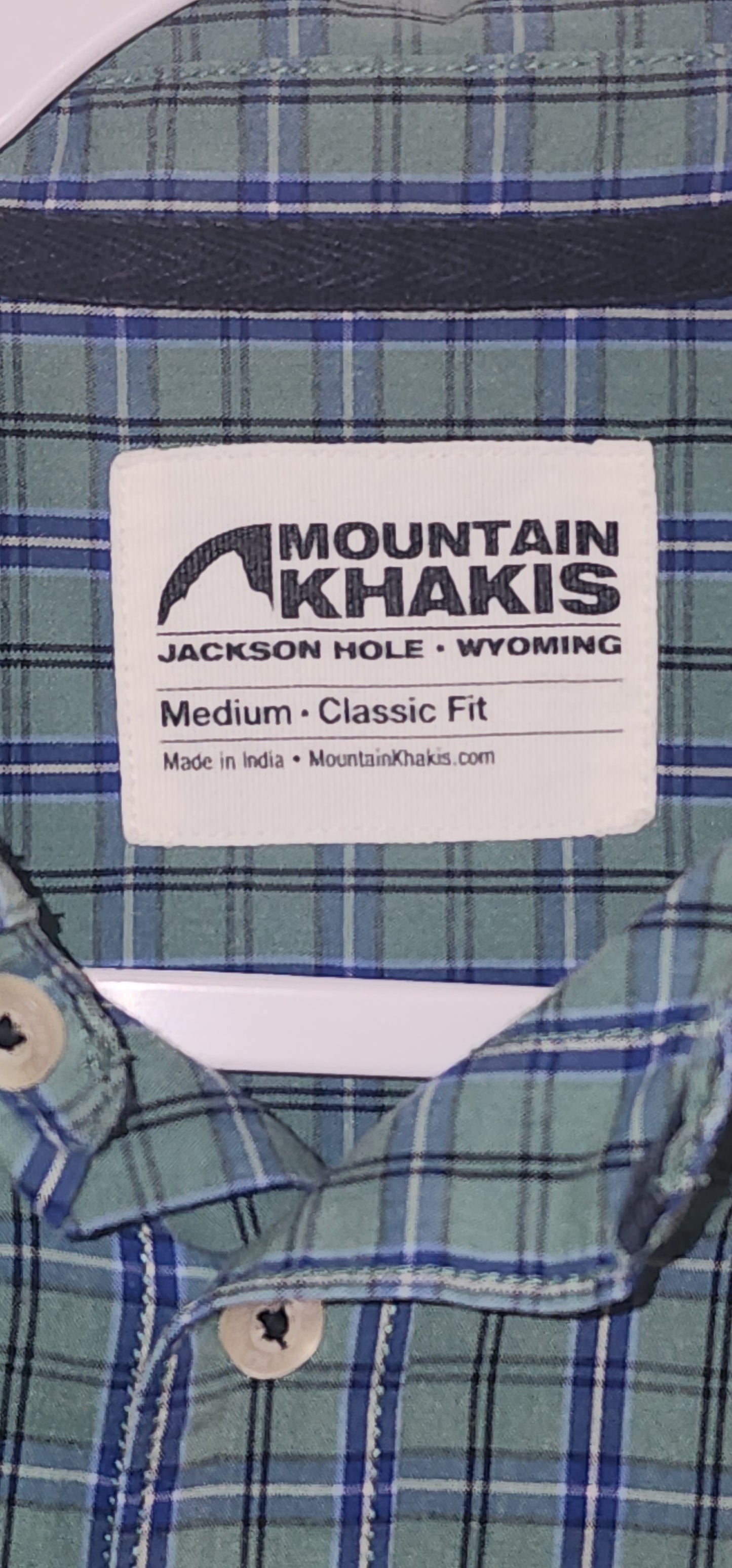 Mountain Khakis Blue & Green Checks Men's Relaxed Fit Full Sleeve Shirt - M