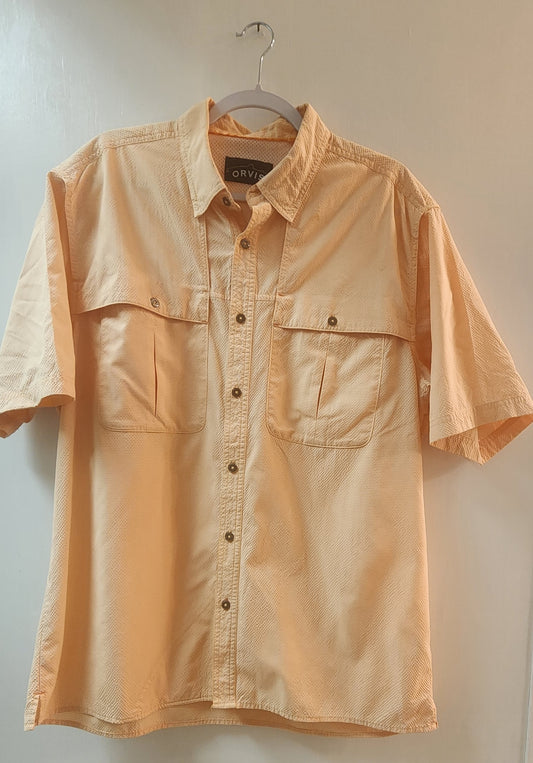 Orvis Cotton Yellow Plain Men's Full Sleeve Shirt - L