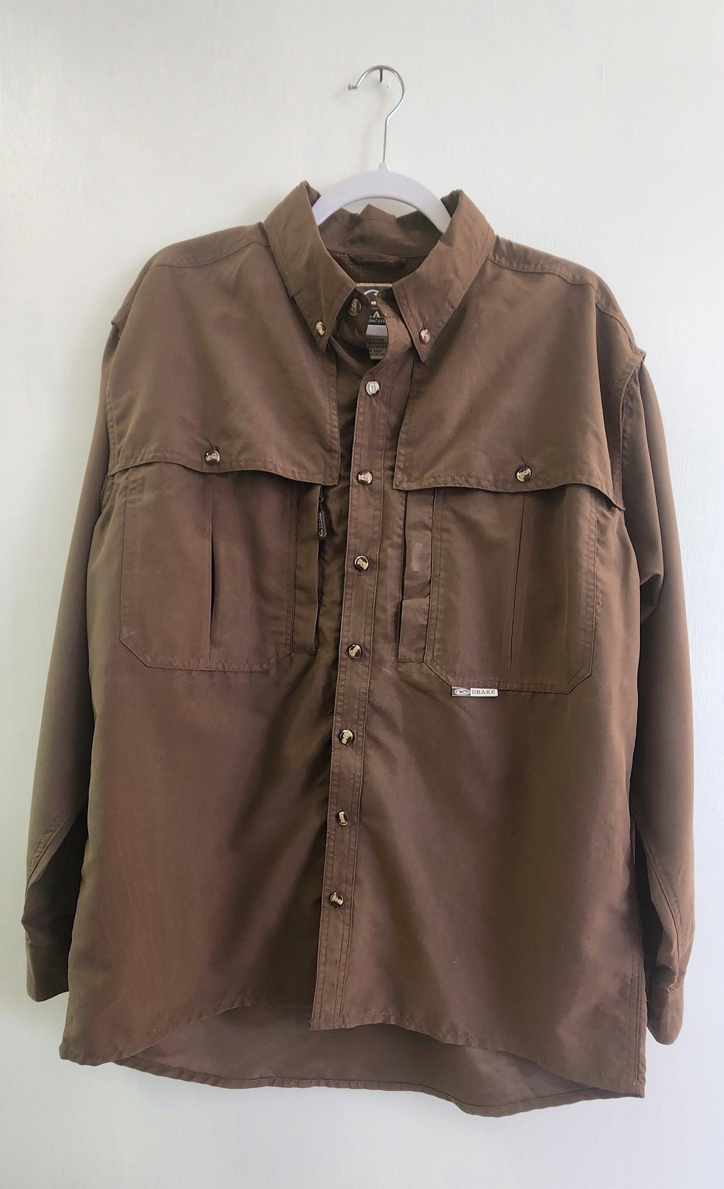 Drake Waterfowl Systems Brown Full Sleeve Shirt - M