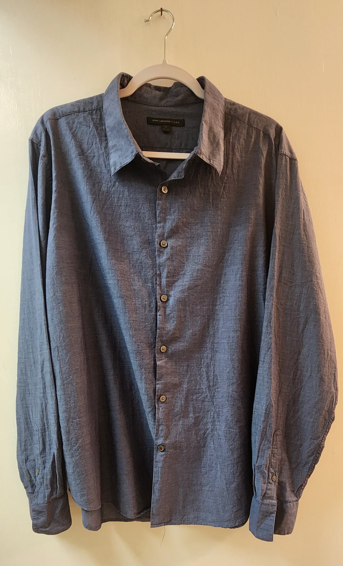 John Varvatos Gray Plain Full Sleeve Shirt - XL