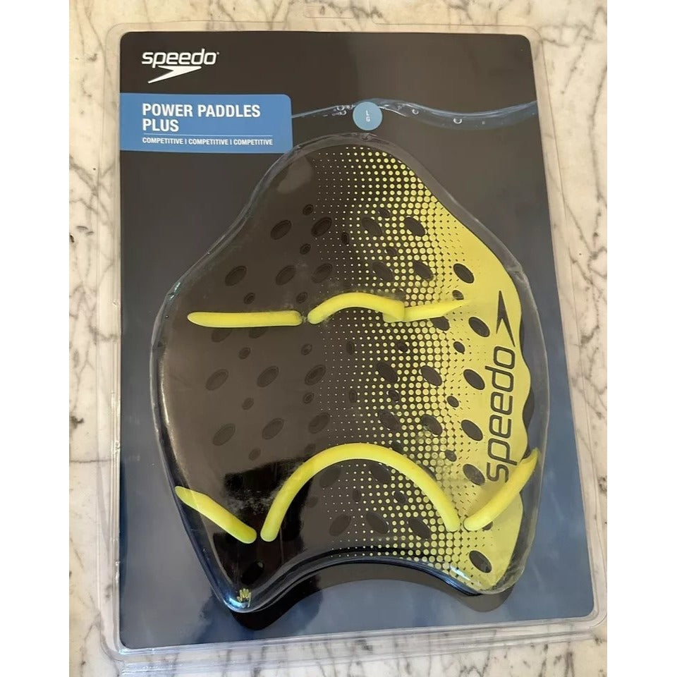 NEW Speedo Power Paddles Plus Large Competitive Swim Training (Yellow & Black)