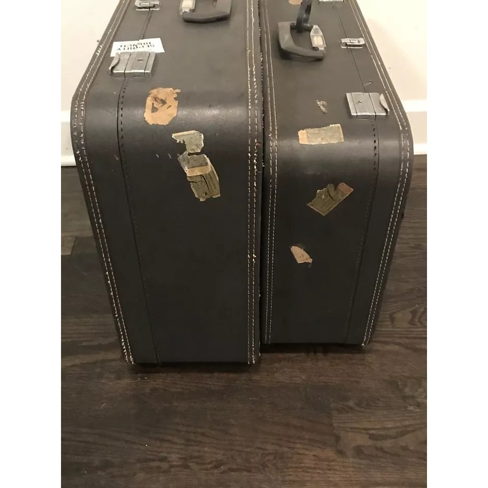 Lot of (2) Vtg Skyway Luggage Carry-On Suitcase Set - Retro Gray (NO Keys)