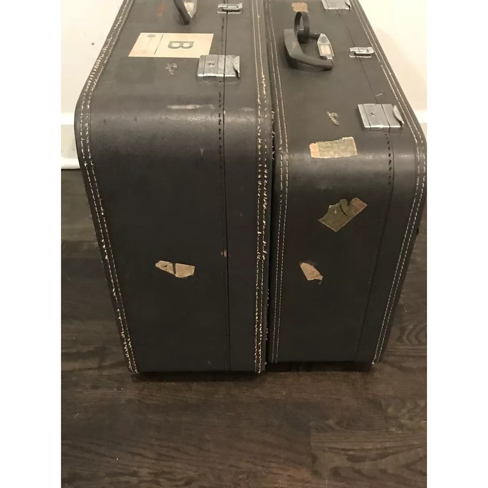 Lot of (2) Vtg Skyway Luggage Carry-On Suitcase Set - Retro Gray (NO Keys)