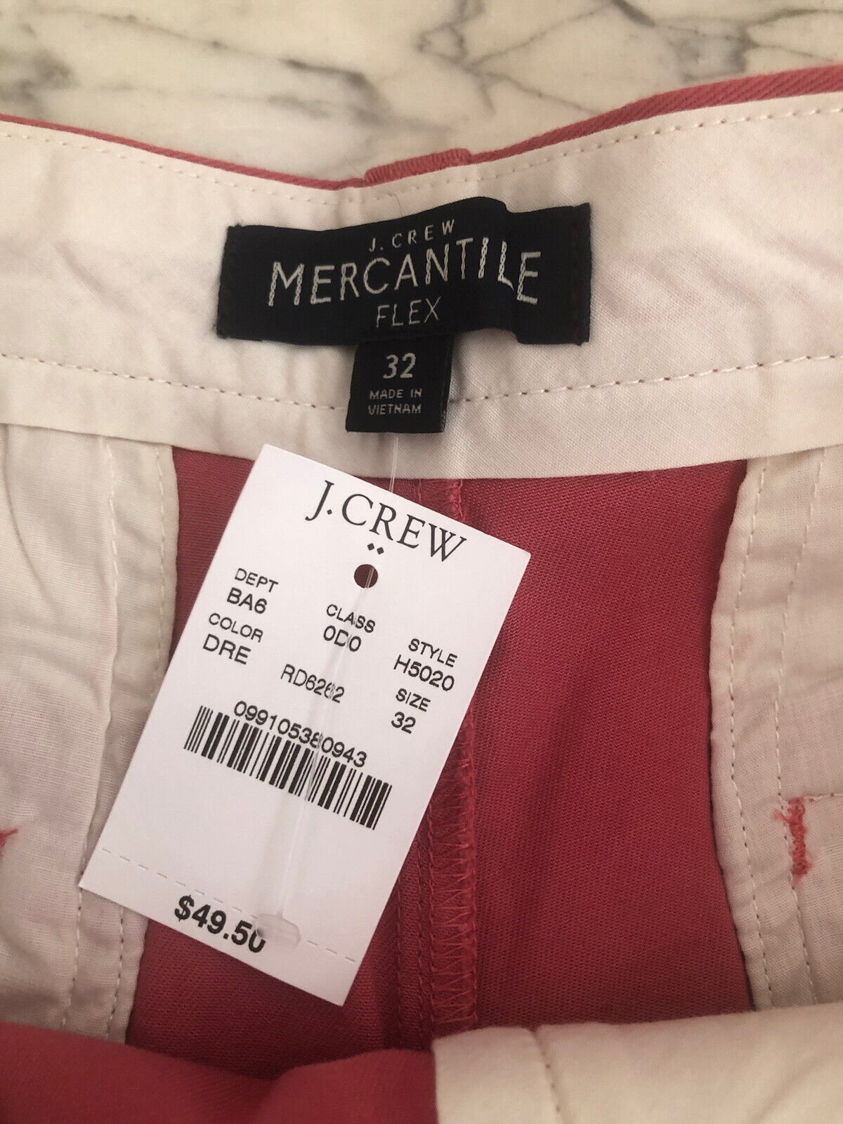 NWT J. Crew Mercantile Flex Gramercy Red Chino Shorts - mens sz 32 w/ 9” inseam