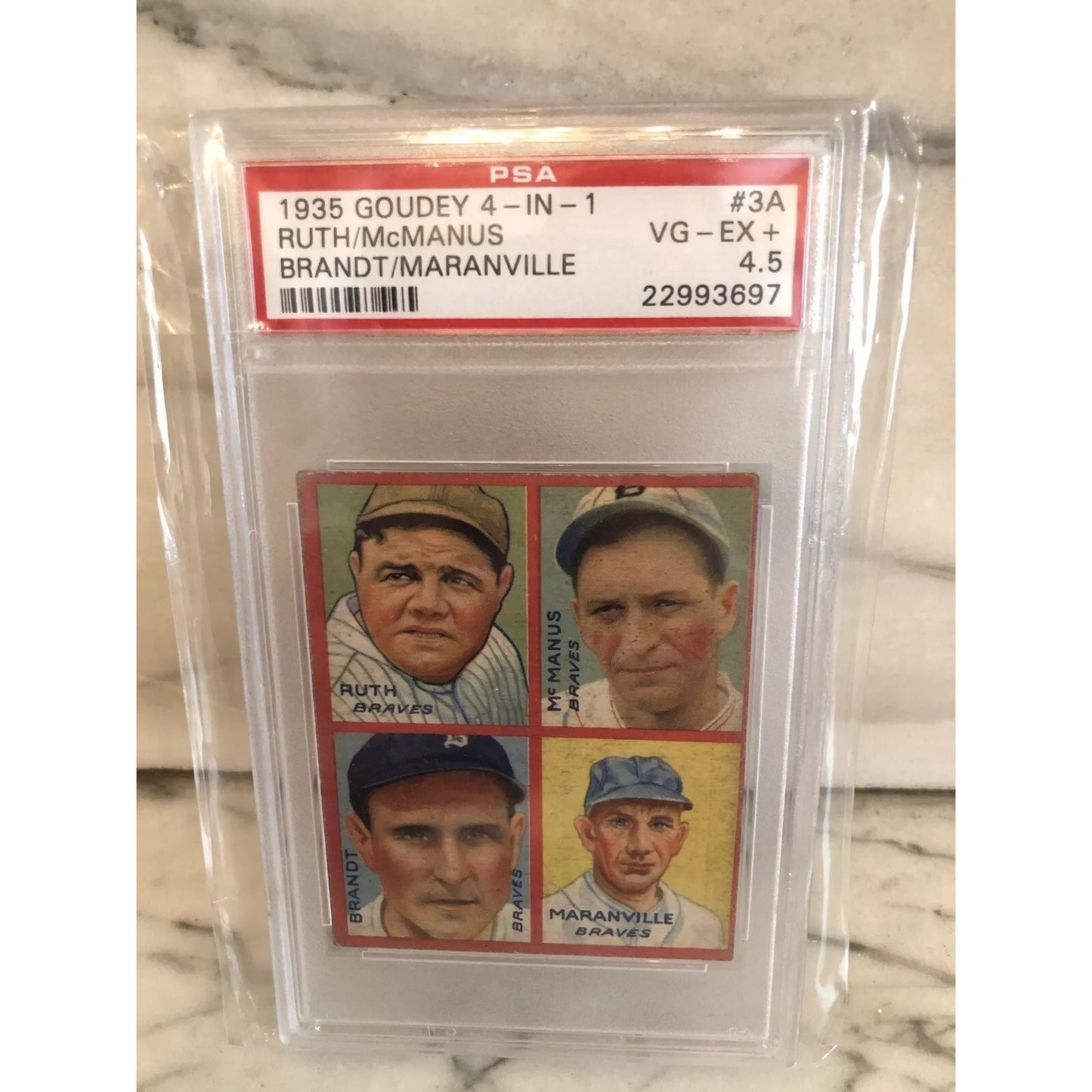 1935 Goudey 4-IN-1 Babe Ruth/McManus/Brandt/Maranville (#3A) - PSA 4.5 (POP 2)