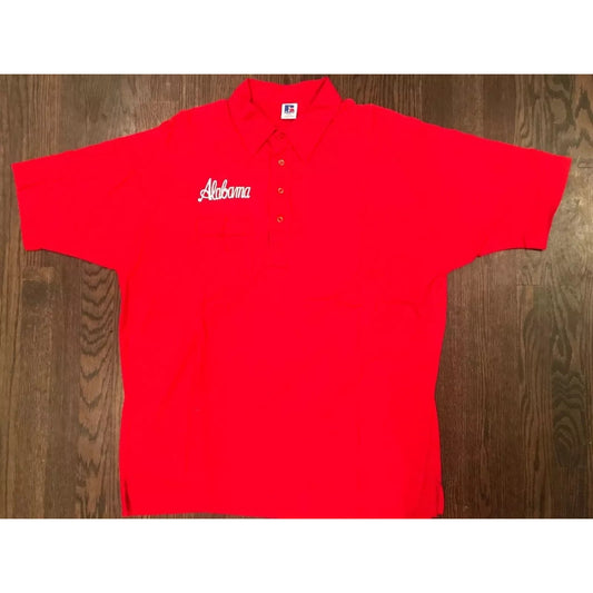 NOS Vtg Russell Athletic Alabama Crimson Tide 4-Button Polo Shirt w Pocket