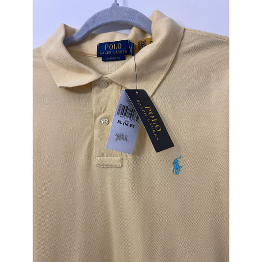 Polo Ralph Lauren Boys XL Yellow Short Sleeve Slim Fit Cotton Polo Shirt