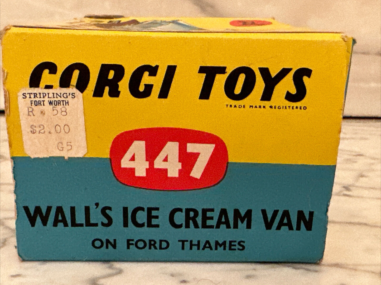 VTG ORIGINAL CORGI TOYS 447 WALL’S ICE CREAM VAN ON FORD THAMES w/ BOX NEAR MINT