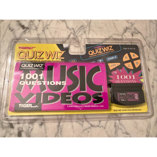 NEW VTG 1993 Tiger Electronics Quiz Wiz - Music Videos Cartridge & Quiz Book #45