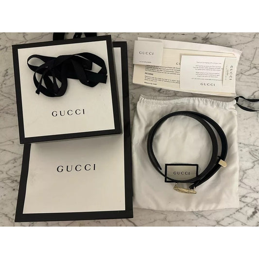 NEW GUCCI Belt GG Marmont Calfskin Leather with Torchon Buckle