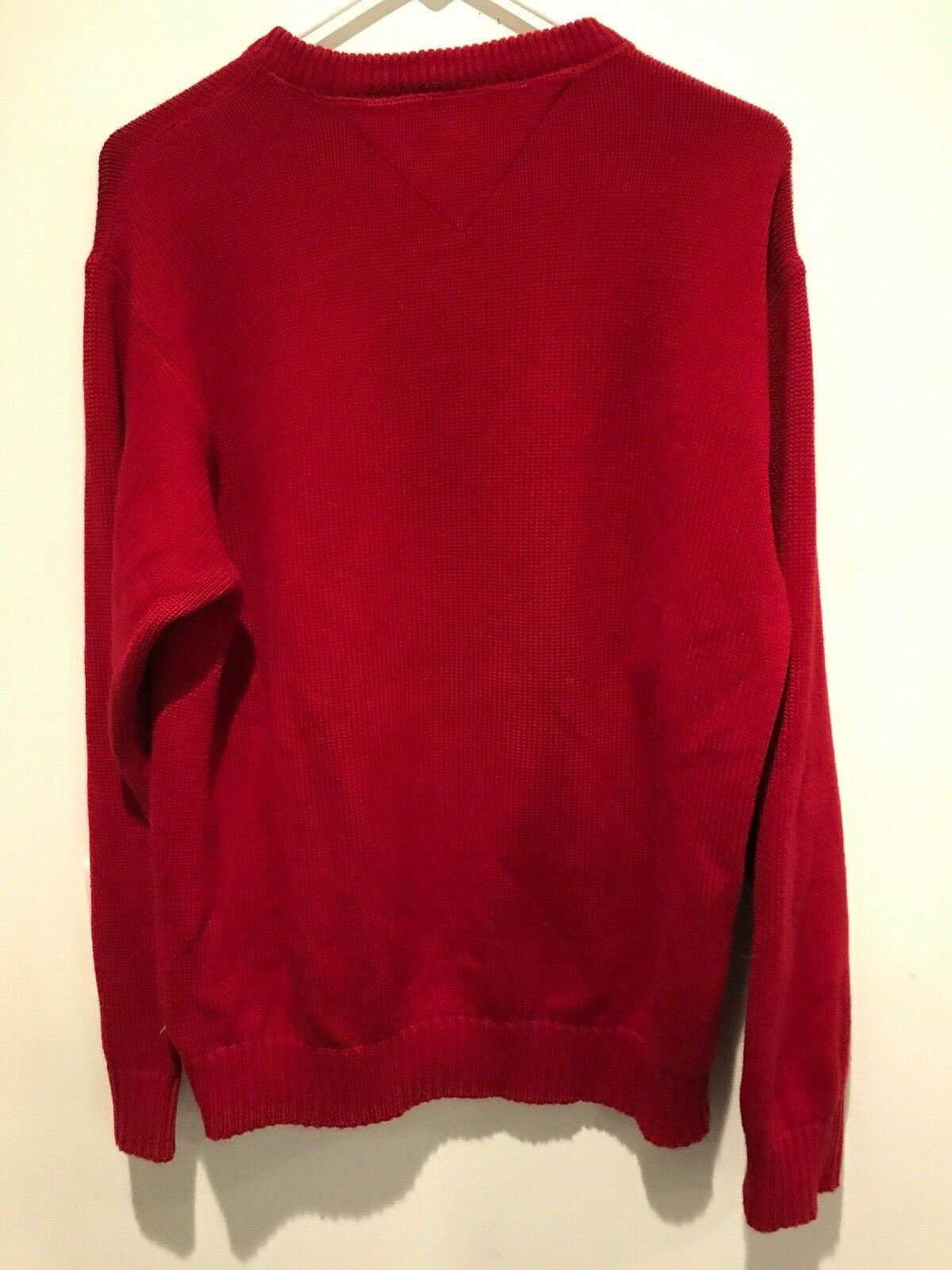 EUC VTG 1990s Tommy Hilfiger Mens Cable Knit Crew Neck Sweater (RED) - Size L