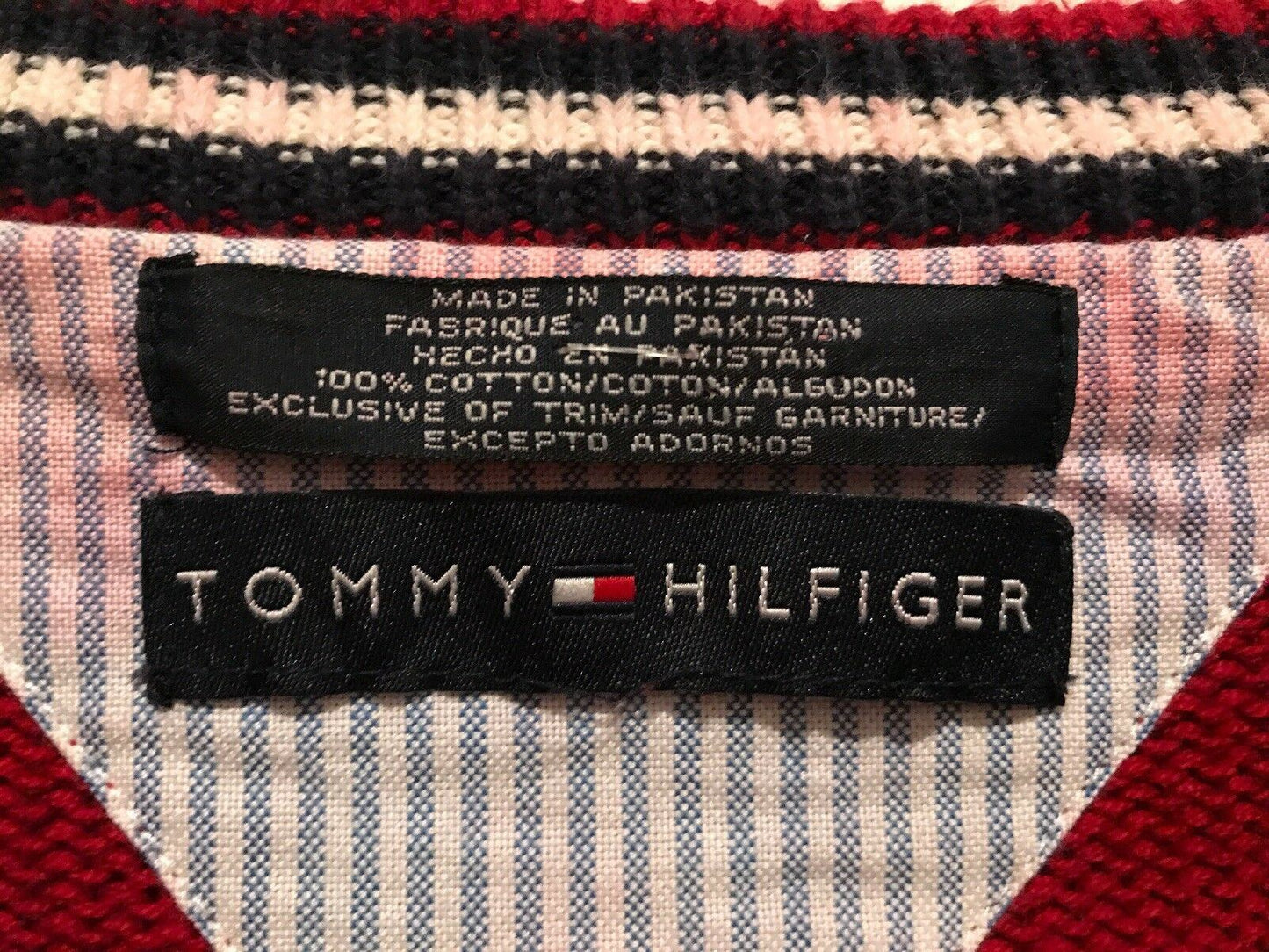 EUC VTG 1990s Tommy Hilfiger Mens Cable Knit Crew Neck Sweater (RED) - Size L