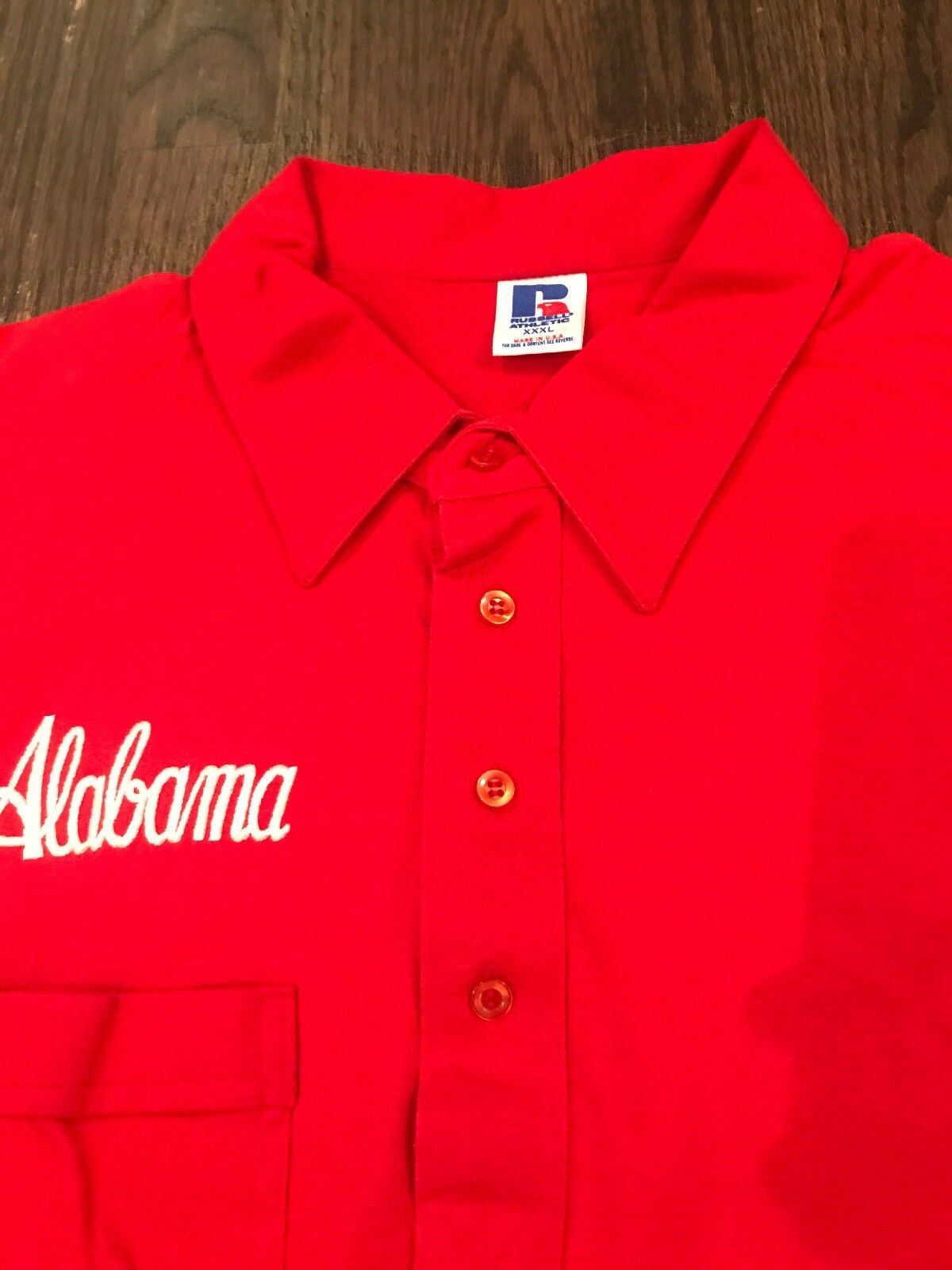 NOS Vtg Russell Athletic Alabama Crimson Tide 4-Button Polo Shirt w/ Pocket XXXL