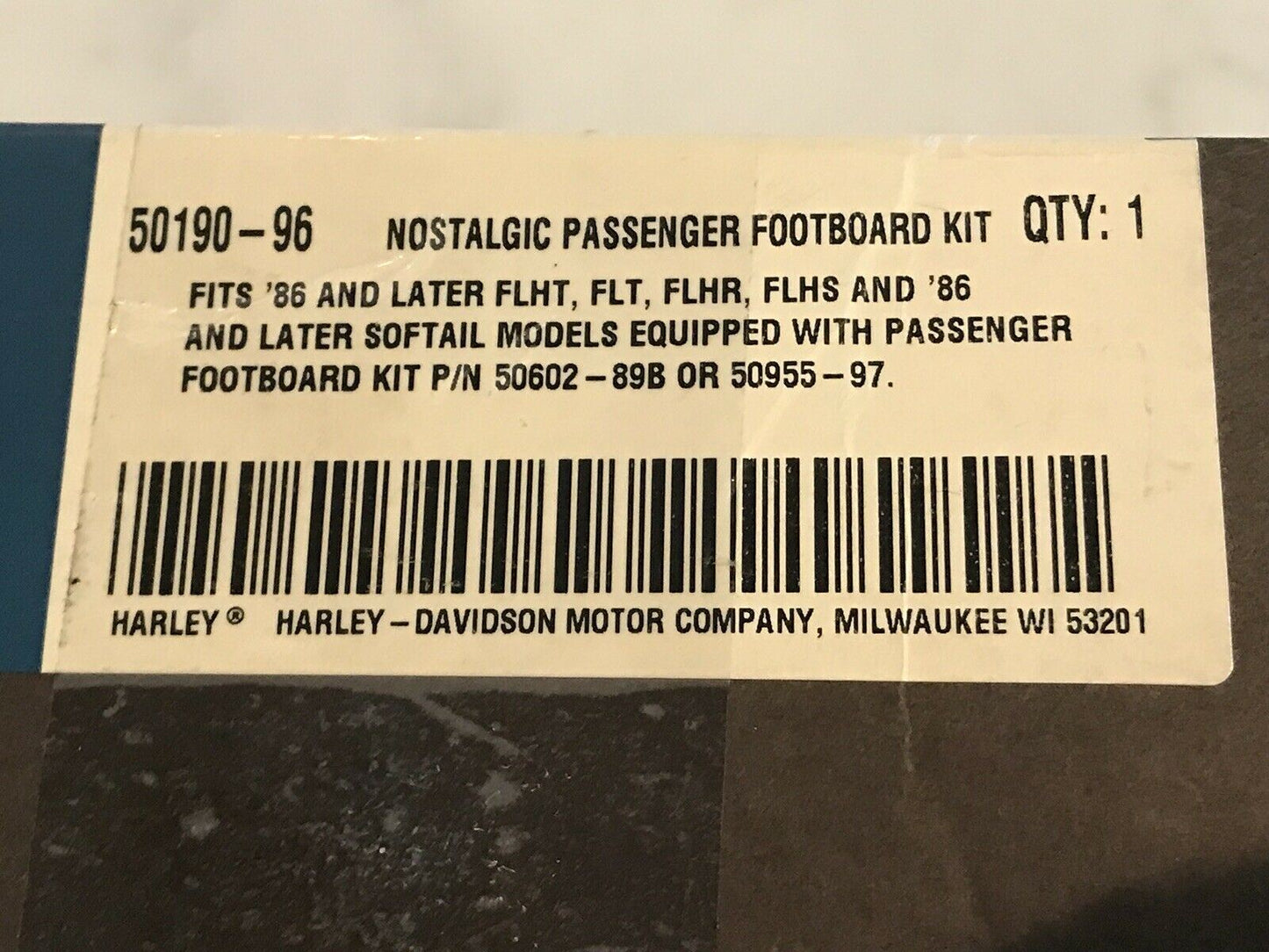 NIB NEW 50190-96 Harley Nostalgic Passenger Foot board Pegs 1986-Later Touring