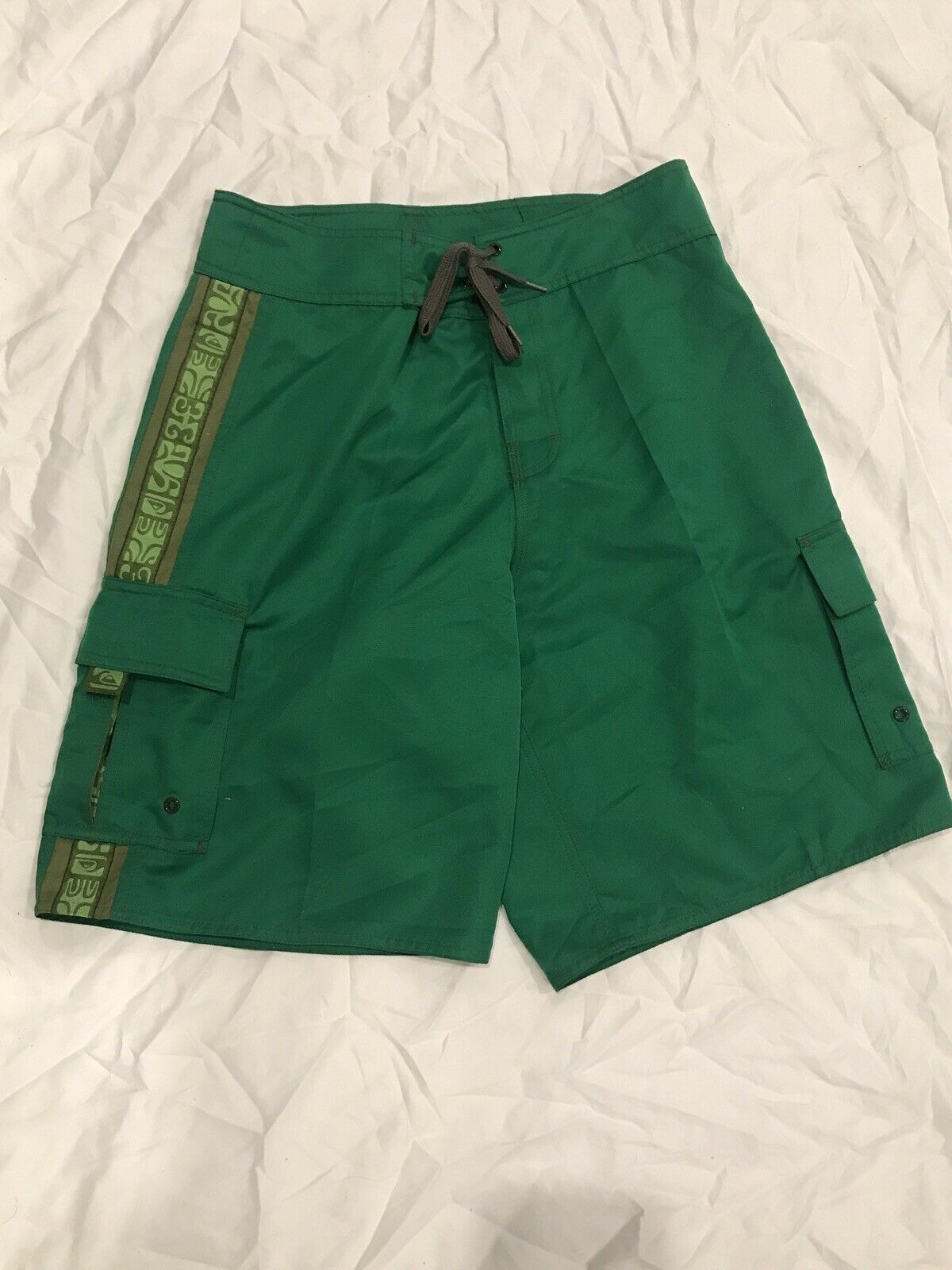 EUC Quicksilver Green Board Shorts Swim Trunks Suit Men Size 29