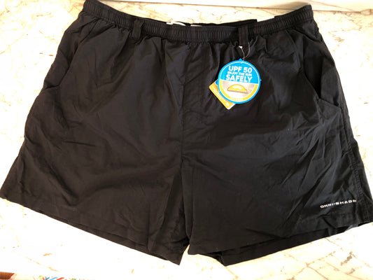 NWT Columbia Mens PFG Omnishade Fishing Shorts - sz: XXL - 6" inseam (BLACK)