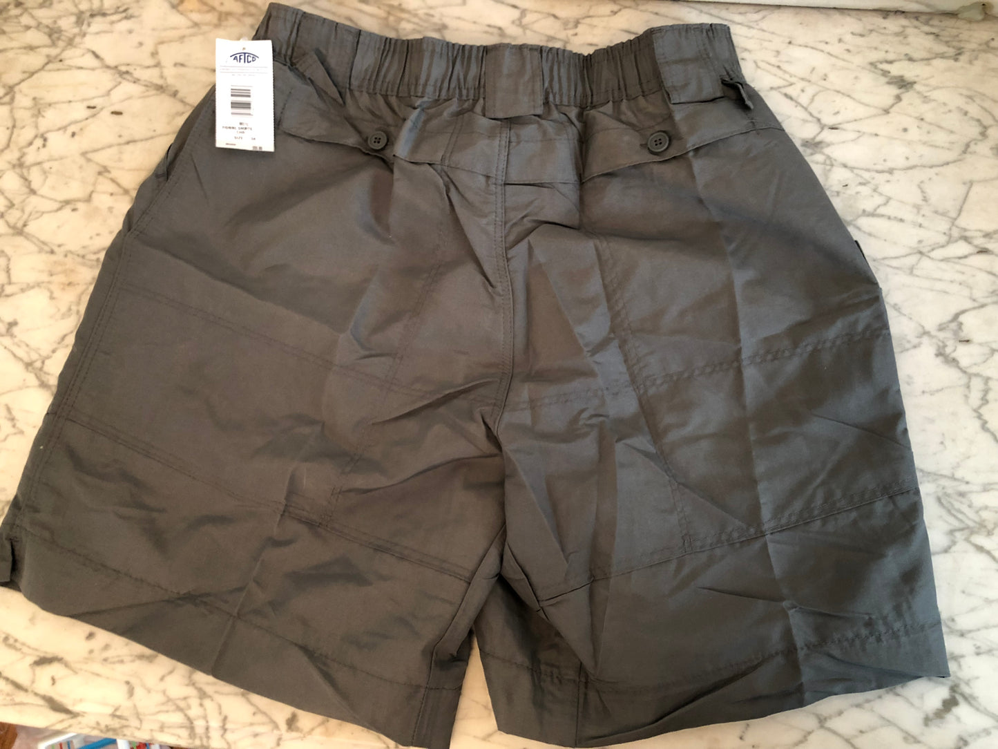 NWT AFTCO Aftec Mens Fishing Shorts - Sz 34 - 8" inseam (GREY)