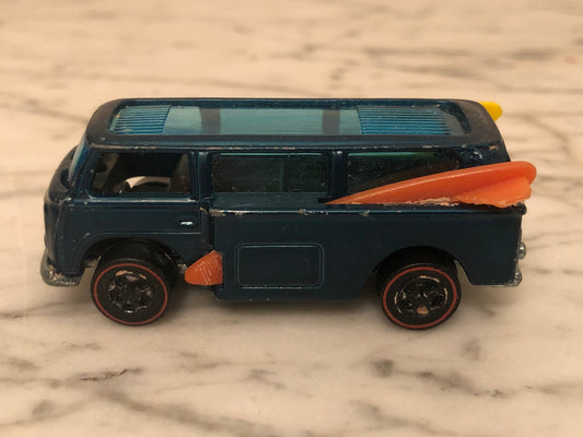 1969 Redline Hot Wheels Blue Beach Bomb Surf Van w/ Surfboards (Hong Kong)