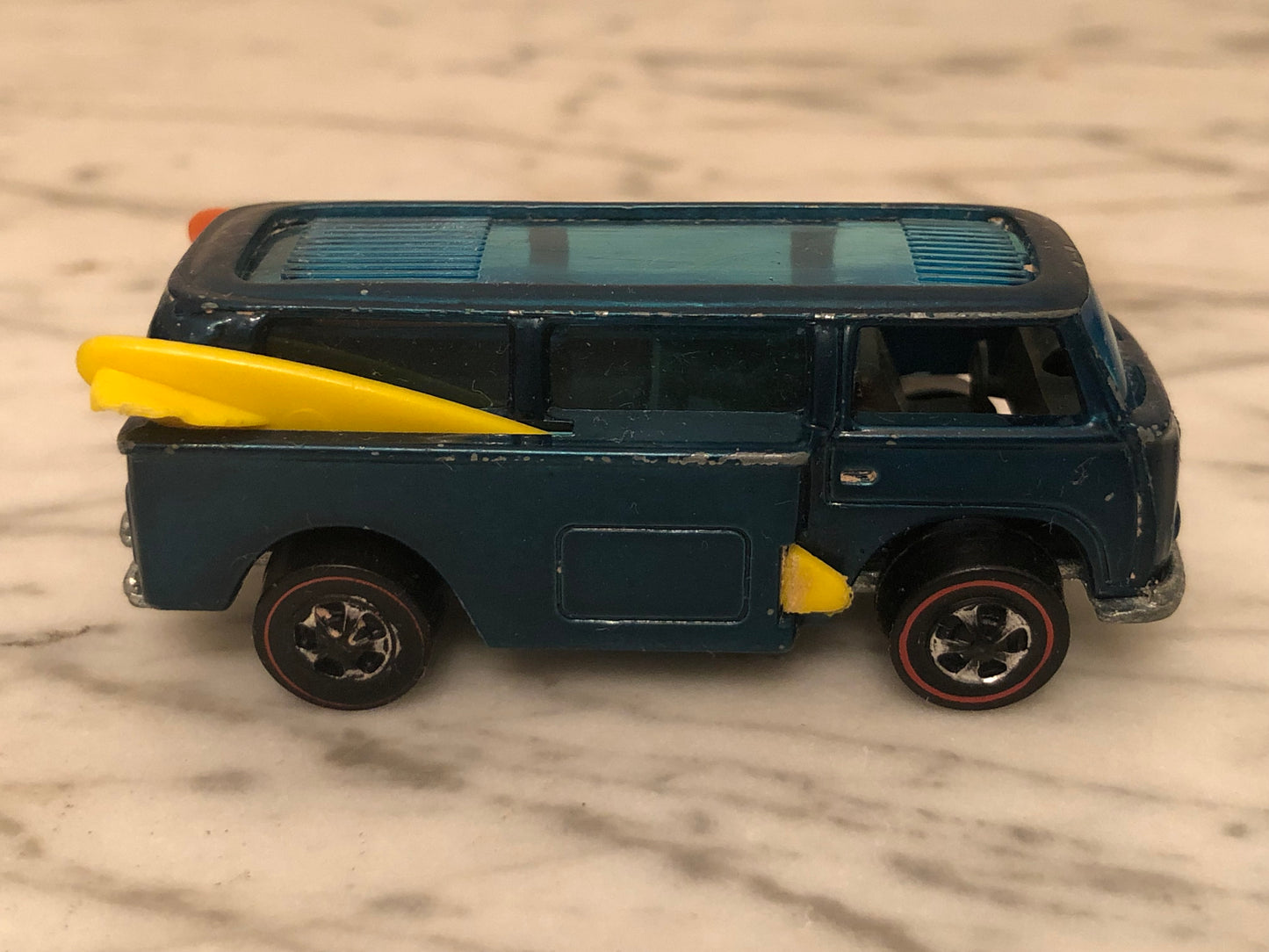 1969 Redline Hot Wheels Blue Beach Bomb Surf Van w/ Surfboards (Hong Kong)