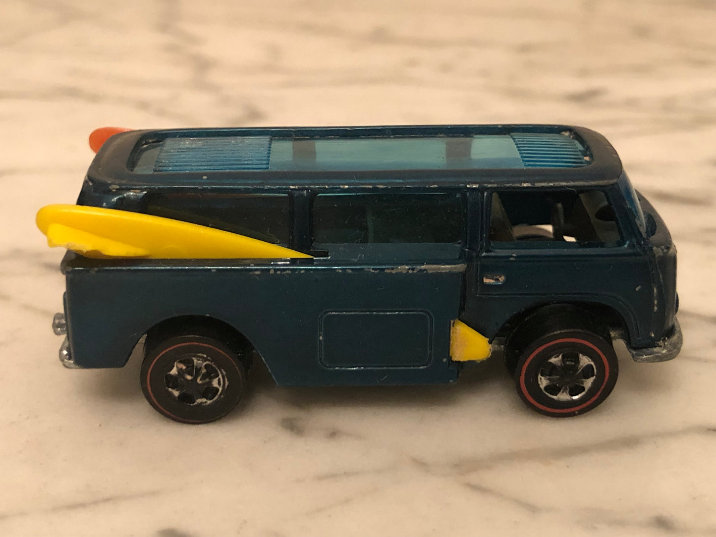 1969 Redline Hot Wheels Blue Beach Bomb Surf Van w/ Surfboards (Hong Kong)